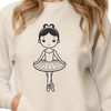 Free SVG Ballet Pose Design A young ballerina stands in a ballet pose, with one leg raised and the other foot extended.