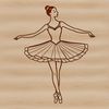 Elegant Ballerina Pose A young ballerina in a tutu and ballet shoes stands poised on one leg.