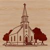 An SVG graphic representation of a classic Christian place of worship, suitable for various applications.