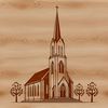 Baptist church building exterior with stained glass windows, rendered in vector format.