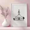 Baptist Church Building Illustration SVG illustration of a Baptist church building with a traditional design.