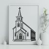 Free SVG Vector Church Image A 2D illustration of a traditional Baptist church building.