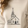 Beautiful Stained Glass Windows SVG Vector illustration of a traditional Baptist church architecture with stained glass windows.