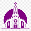 Vector Art Design for Baptist Church Buildings A detailed illustration of a traditional Baptist church building with a steeple, designed as vector art for various uses.