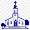 Simple SVG Church Building Illustration A simple illustration of a traditional Baptist church building with a cross on top.