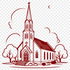 Free Baptist Church Illustration A simple illustration of a Baptist church building.