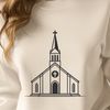 Beautiful Baptist Church Icon A simple illustration of a Baptist church building with a steeple, suitable for vector graphics or cutting machine designs.