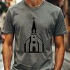 Beautiful Gothic Church Building Design A digital illustration of a traditional Baptist church building with a steepled roof and Gothic architectural details.