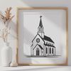 Classic Baptist Church Exterior A simple illustration of a Baptist church exterior with a classic design.