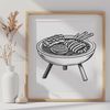 Digital BBQ Artwork A digital illustration of a grill with food elements, suitable for graphic design projects.