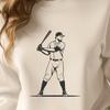 A vector illustration of a baseball on a white background, suitable for printing or cutting out.