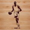 A stylized illustration of a basketball with textured details.