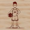 Vector Illustration of a Male Basketball Athlete A male basketball player in mid-action, with the ball at his fingertips, illustrated in vector style.