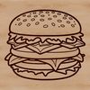 Beautiful Burger Clip Art SVG An illustrative SVG design of a classic cheeseburger with lettuce, tomato, and condiments on a toasted bun.