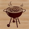 Charcoal Grill Illustration A detailed illustration of a charcoal grill with sizzling food.