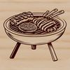 Outdoor Cooking Graphics A graphic illustration of a traditional outdoor grill setup, ideal for vector art and design projects.