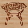 Grill Illustration A graphic representation of a barbecue grill with cooking elements.