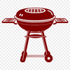 Grill Illustration SVG A graphic illustration of a barbecue grill with cooking elements.