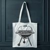 Grilled to Perfection SVG Design A digital illustration of a backyard barbecue setup featuring a grill and cooking utensils.
