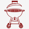 Barbecue Setup Illustration A illustration of a backyard barbecue setup with a grill, utensils, and plates.