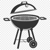 Outdoor Cooking Essentials Graphic A graphic representation of a BBQ setup, featuring a grill and cooking utensils, suitable for vector art and design projects.