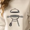 Beautiful Vector Grill A detailed vector illustration of a barbecue grill with food and utensils nearby.