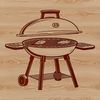 Outdoor Grill Scene Grilled food on a outdoor grill with utensils and condiments nearby.