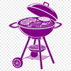 A vector illustration of a backyard barbecue setup with grill and utensils.