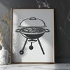 Free Vector BBQ Illustration A digital illustration of a grill with sizzling food, suitable for vector design and cutting machine templates.