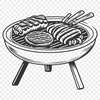 Modern Outdoor Grill Station Illustration A vector illustration of a modern outdoor BBQ setup with grills and utensils.