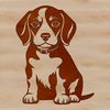 A vector illustration of a Beagle sitting on its hind legs.