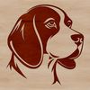 Beagle Dog Head Silhouette in Vector Format An illustration of a Beagle dog's head with detailed facial features.