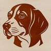 Whimsical dog illustration A close-up illustration of a Beagle's head, depicted in a simple yet detailed vector format.