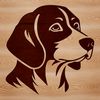 Vector Beagle Head Design A beagle's head, depicted as a vector design suitable for cutting machines or laser cutting.