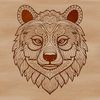 A stylized illustration of a bear's head with intricate details and patterns, suitable for vector design.