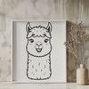 South American Alpaca Profile Illustration A detailed illustration of a South American alpaca in profile.