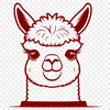 Curious Animal Face SVG Illustration A high-resolution vector illustration of a curious alpaca peeking out from behind a tree.