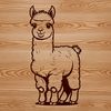 A simple, vectorized representation of an alpaca for graphic design and crafting purposes.