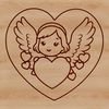 A vector graphic of a mystical angel figurine in a serene pose.