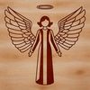 A winged heavenly being with a gentle expression, illustrated in vector format.