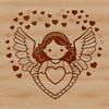 Vector illustration of a gentle angel with outstretched wings, symbolizing love and devotion.