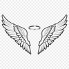 Angel Wings Design, a stylized vector illustration featuring delicate, feathered wings with intricate details.