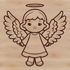 A vector illustration of a stylized angel in a minimalist design.