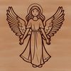 An illustration of a stylized angel in a vector format.
