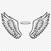 A pair of vector angel wings with a halo, ideal for use in digital design projects.