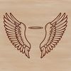 Delicate Angel Wing Design Illustrative angel wings with a subtle halo effect, designed as a scalable vector graphic.