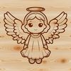 A stylized illustration of a winged angel in vector format, suitable for cutting machines and design applications.