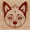 Husky Head Illustration A stylized illustration of a Siberian Husky's head with detailed features.