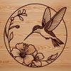 Beautiful Hummingbird Floral Design A colorful hummingbird perched on a floral branch, suitable for vector art design.
