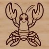 A detailed illustration of a crustacean sea creature, often served as seafood.